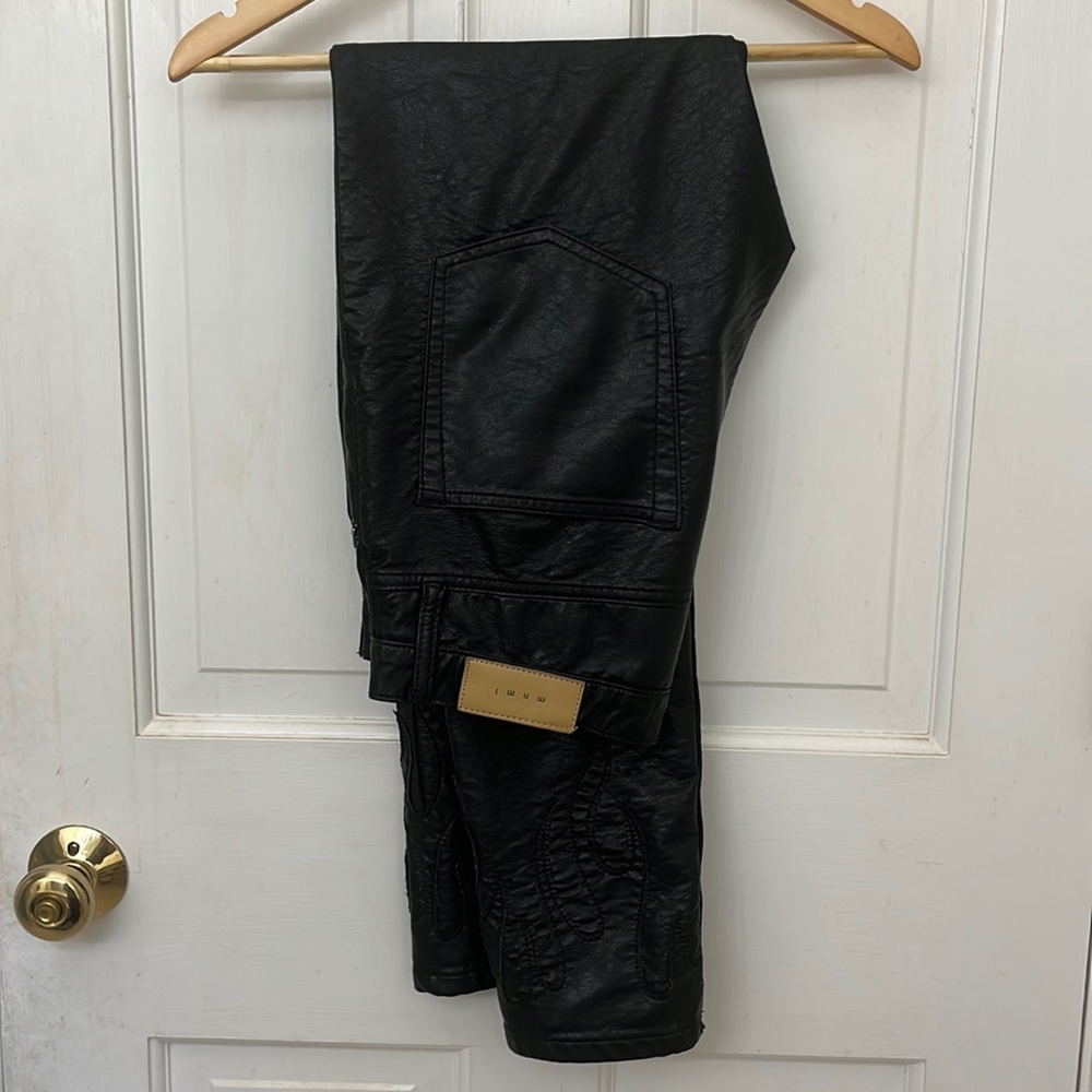 MNML Faux Leather Flame Denim